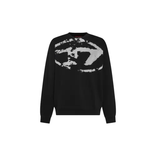 DIESEL S Boxt N5 Distressed Flocked Logo Sweatshirt