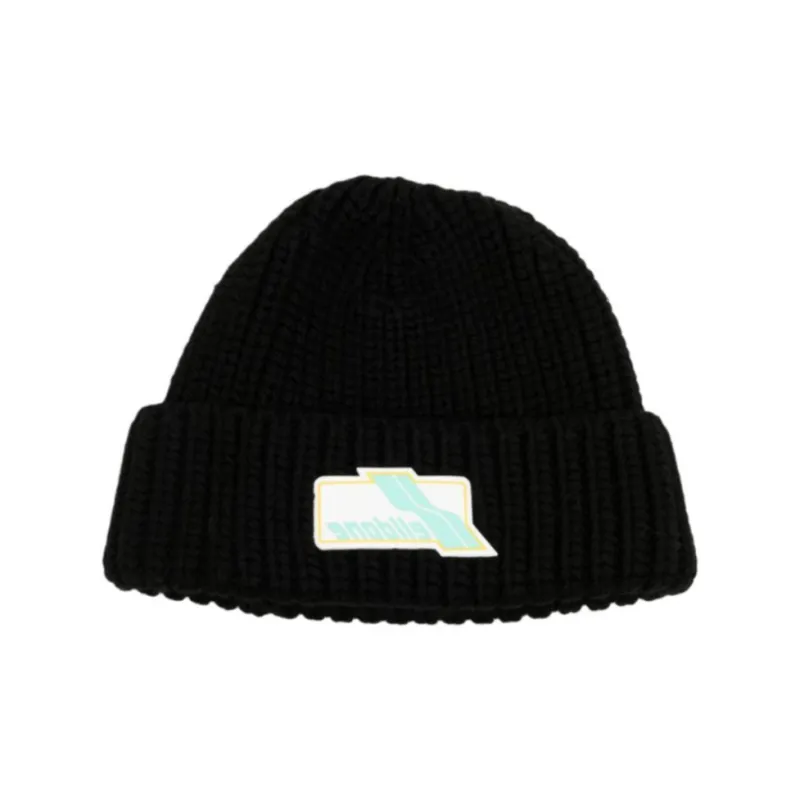 WE11DONE Logo appliqué Wool Beanie-1