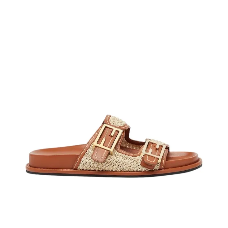 FENDI Slip Resistant Slide Slippers Women's Brown-1