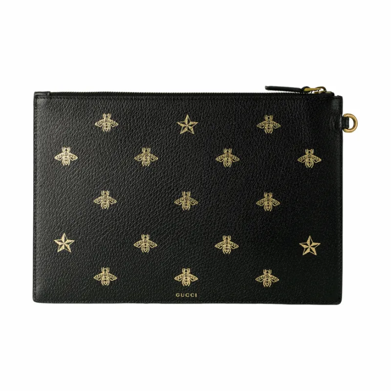 GUCCI Cow Leather Clutch Regular Men's Black-1