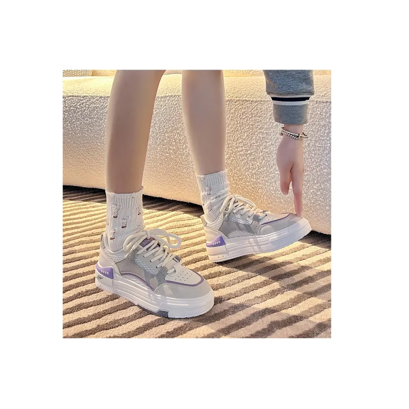 Luji Slip Resistant Low Top Skateboard Shoes Women's White Pink-4