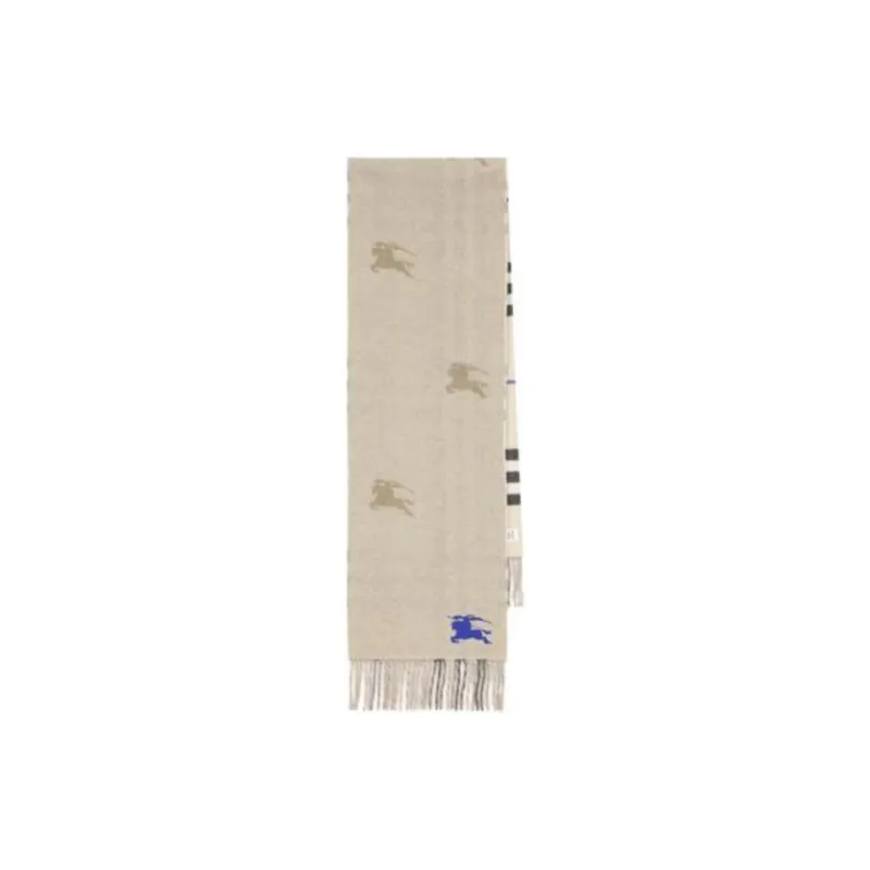 Burberry Ekd Motif Vintage Check Fringed Scarf-0