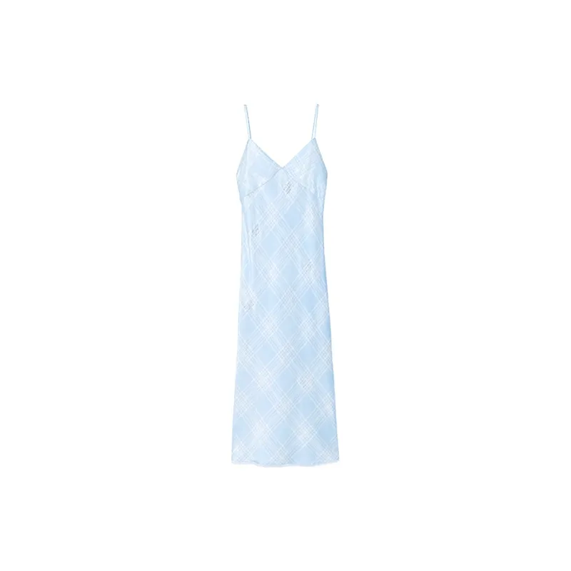 SILKY MIRACLE SS24 Camisoles Nightgowns Women's Blue Plaid Nightgowns-0