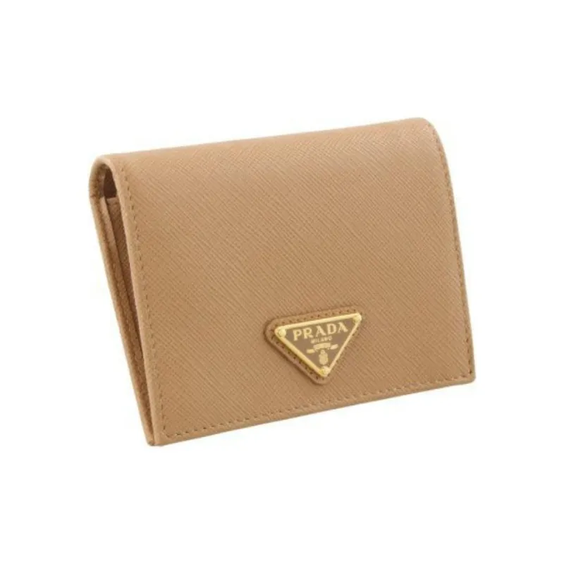 PRADA Leather Wallet Women's Beige-1