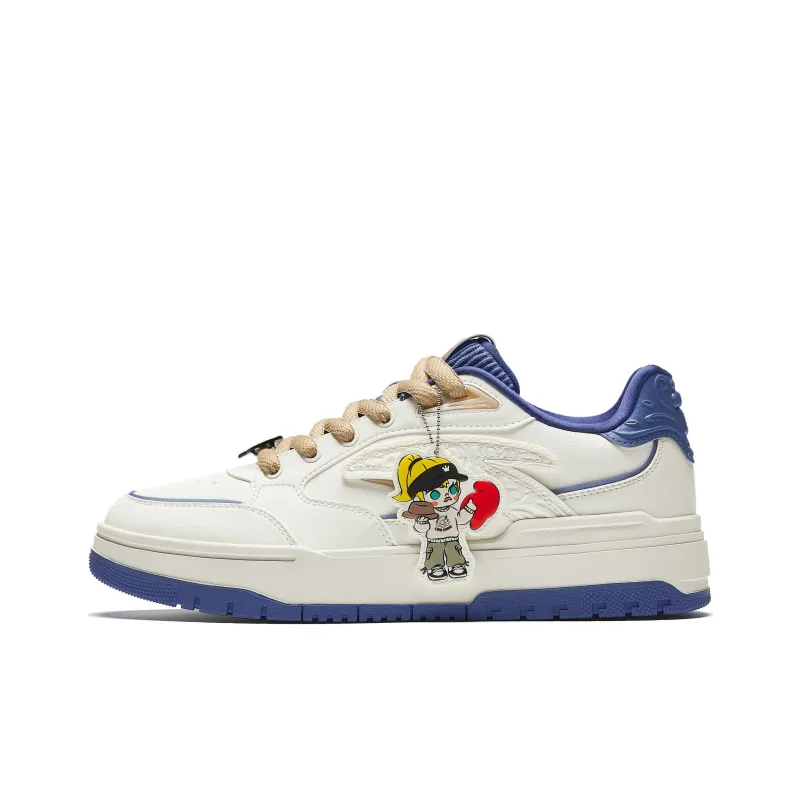 POP MART x Anta Molly Anti Slip Wear Resistant Low Top Skateboard Shoes Men's White Blue-0