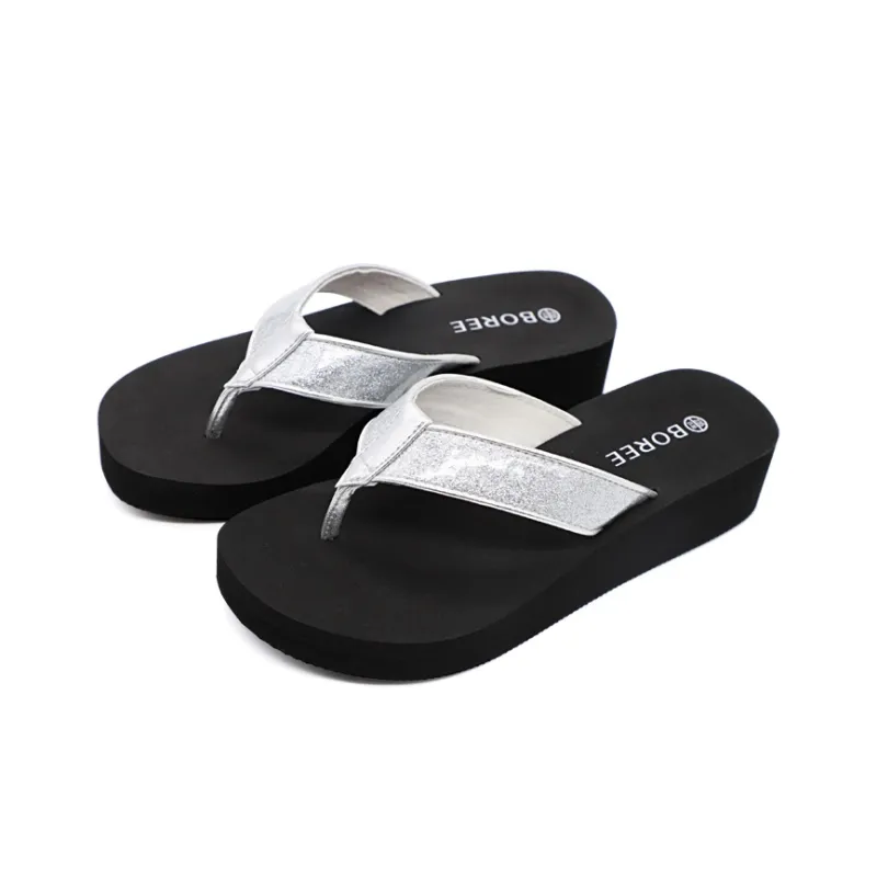BOREE Quiet Odor Resistant Abrasion Resistant Slip Resistant Flip Flops Women's Black-2