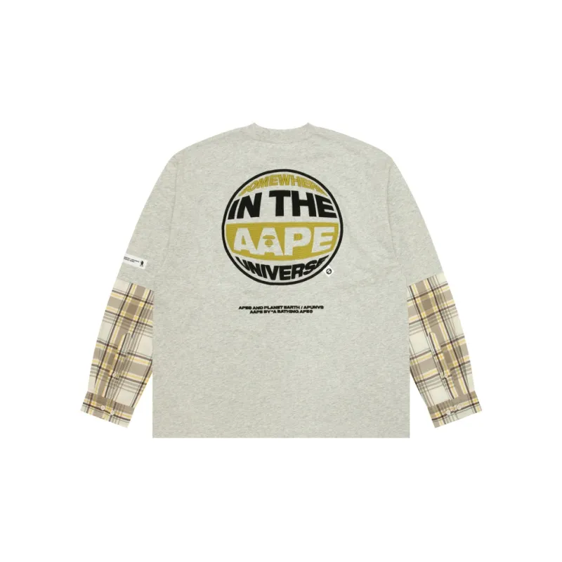 Aape Moonface Plaid panelled Long sleeve Tee-1