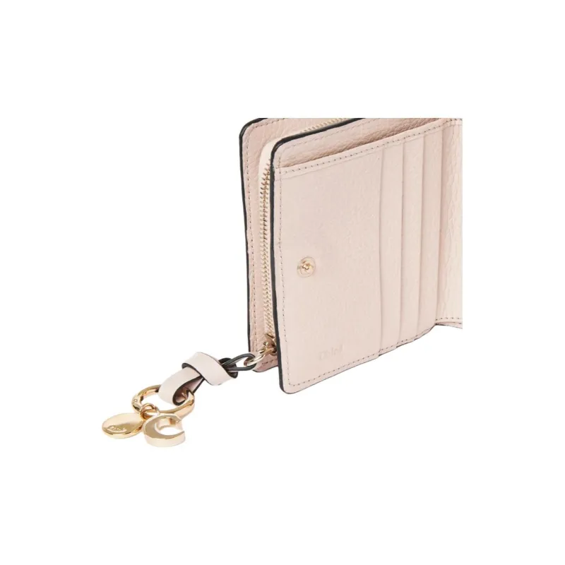 Chloe Alphabet Grained Calfskin Wallet Women's Light Pink-4