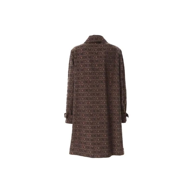 MOSCHINO Logo-Jacquard Straight Hem Trench Coat-1