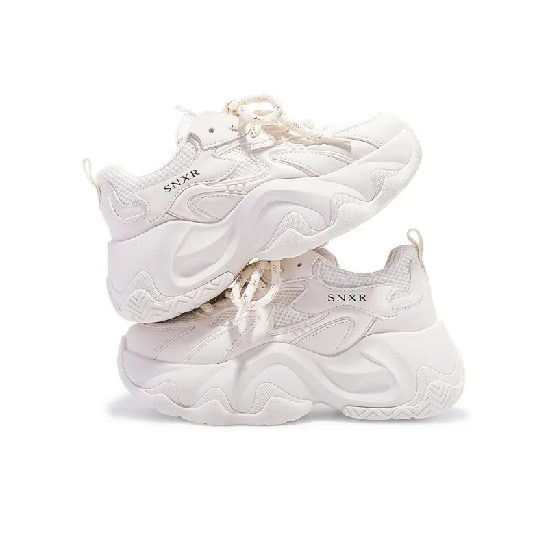 SNXR Anti-Slip Wear-Resistant Waterproof And Breathable Low-Top Chunky Sneakers Women's Beige-61
