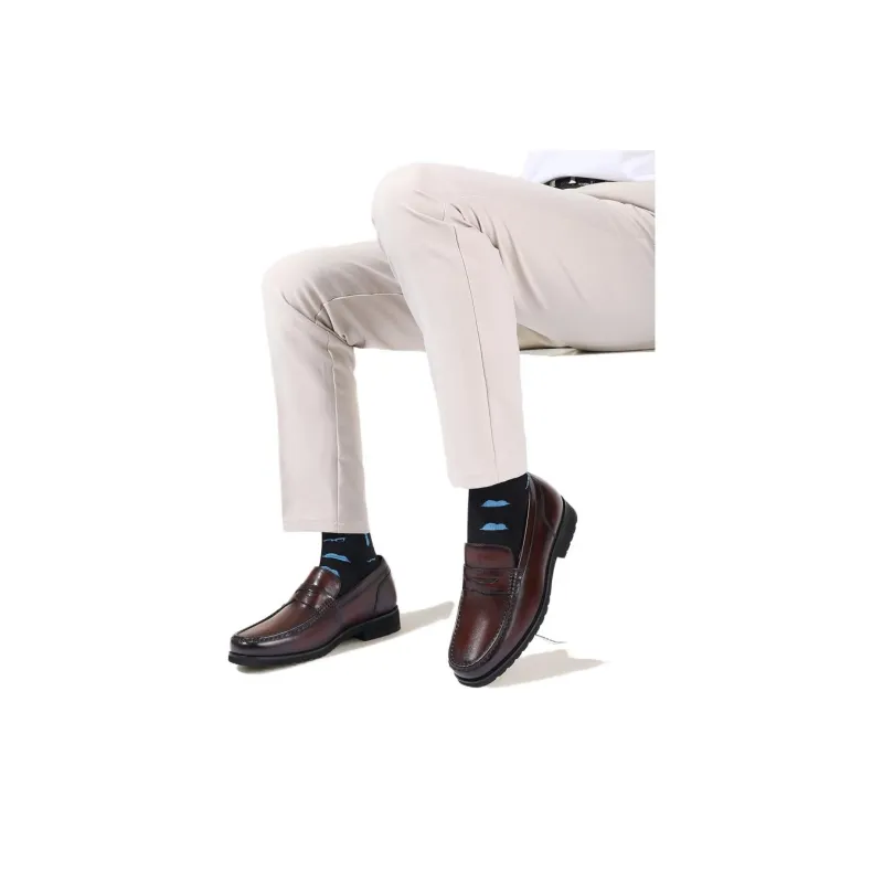 He Jinchang Loafers Men's Red Brown-8