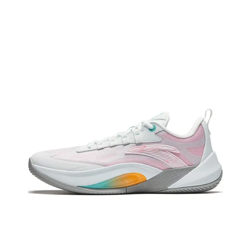 Anta Instantaneous 1 Cushioning Wear-Resistant Low-Top Basketball Shoes Men's White Pink-0
