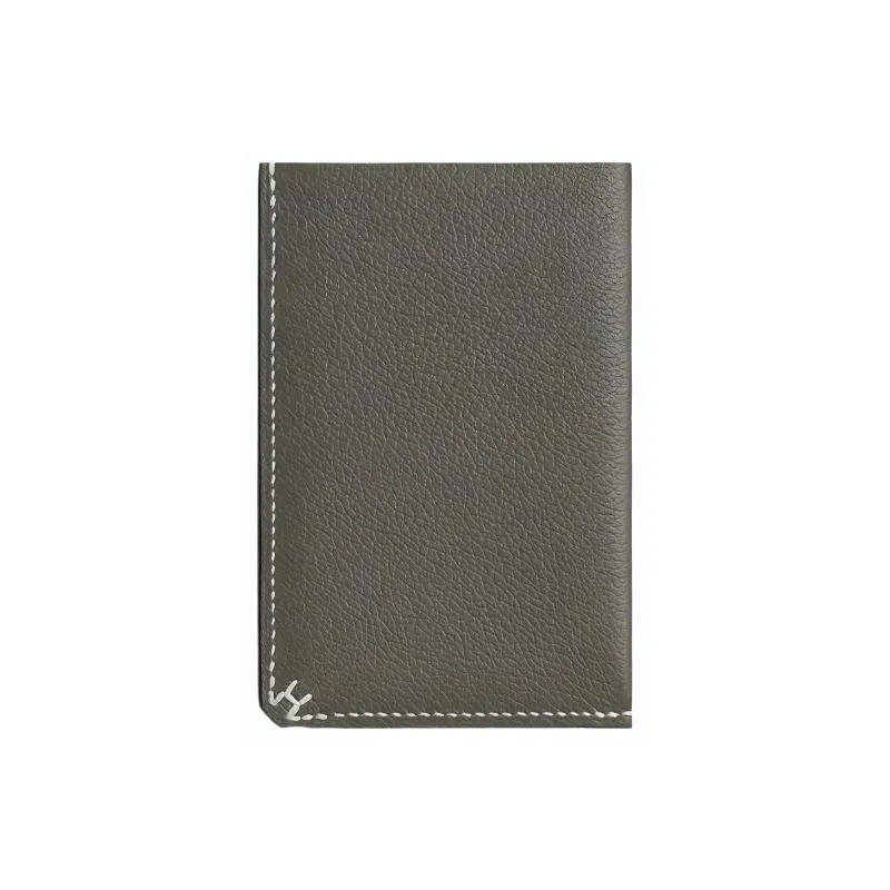 HERMES Evercolor Calfskin Wallets Card Holders Unisex 0L Grismeyer Cumulus Gray-0