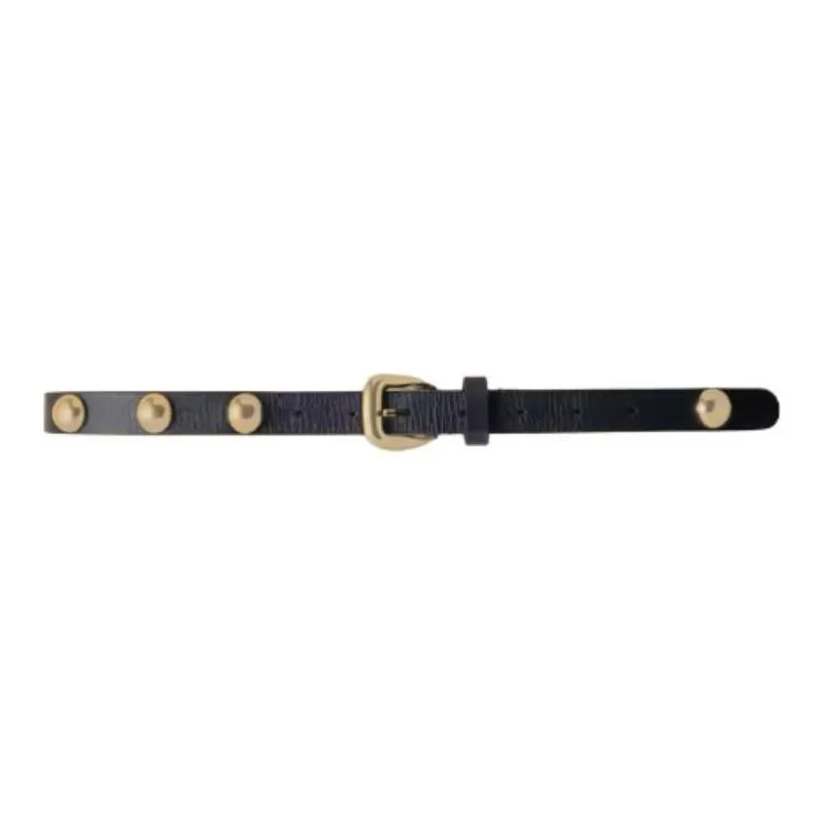 Maje Stud Decoration Cow Leather Belts Women's Black Width 2CM-0