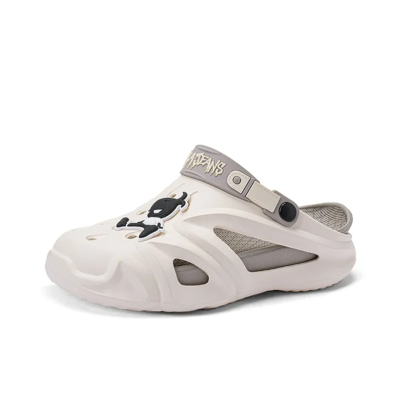 HLA JEANS Beach Sandals Men White, Black-14