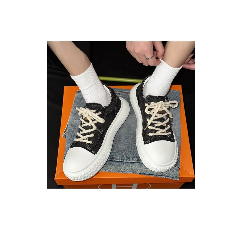SLNU 3 Anti Slip And Wear Resistant Height Increasing Low Top Canvas Shoes Men's Black-8