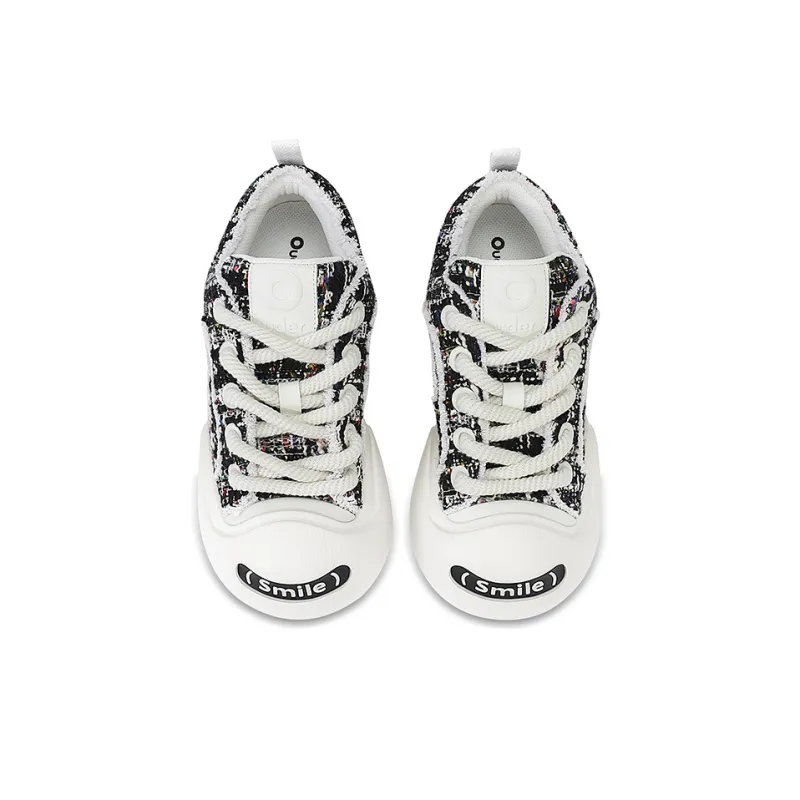 Ouder Smiler Skateboard Shoes Unisex Low Top White-3