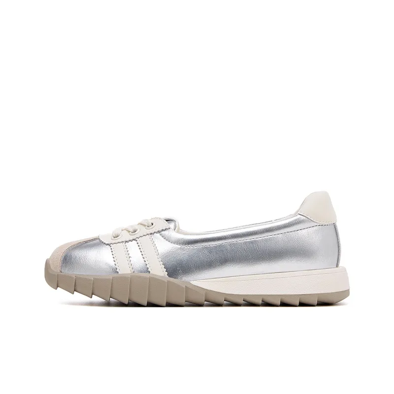 JOSINY Soft Sole, Versatile Lightweight, White Sneakers Sports Casual Shoes Women's Beige Red/White Silver-9