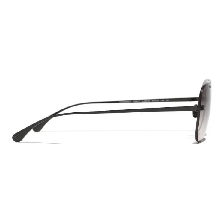 CHANEL Titanium Aviator Sunglasses Unisex Black-2
