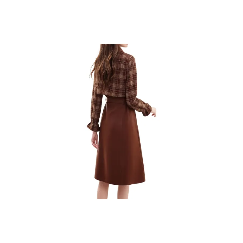 Mapping Long Sleeved Dresses Women's Brown-1