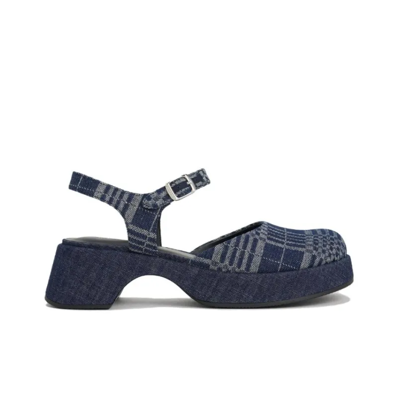 CHARLES&KEITH Small CK Gothic Lolita Style Strap Sandals 5.2cm Women's Black/Pink White Chalk/Brown/Dark Blue-13