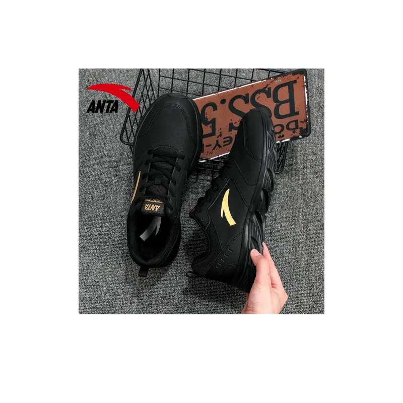 Anta Running Collection Anti-Slip Wear-Resistant Low-Top Running Shoes Men's Black Gold-6