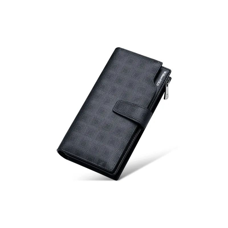 WilliamPOLO PVC Wallet Men's Black Grid Pattern-1