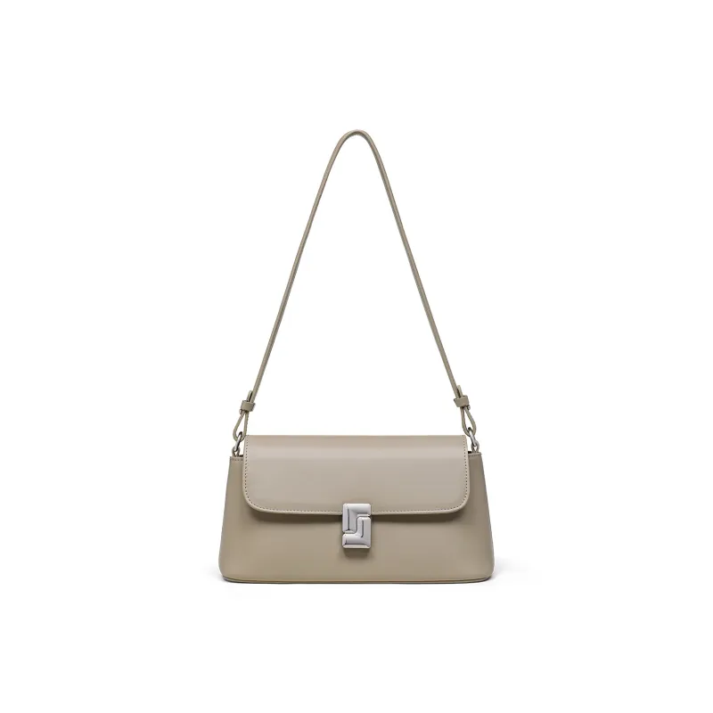 C°BANNER Split Cow Leather With Synthetic Leather Shoulder Bag Women's Black/Foam Gray/Salt Khaki-4