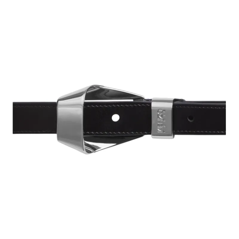 KENZO Logo Sign Cow Leather Leather Belts Unisex Black-2
