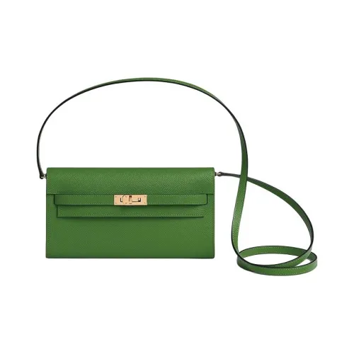 HERMES Kelly To Go Epsom Calfskin Crossbody Bag Shoulder Bag Women's A8 Yuka Ribbon Green