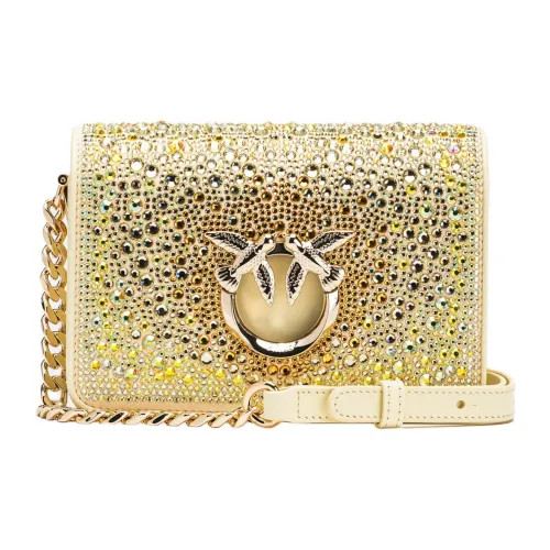 PINKO Love BagClick Collection Cow Leather Shoulder Bag Crossbody Bag Mini Women's Yellow