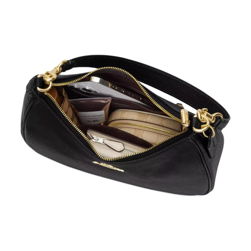 COACH Teri Smooth Leather Handbag, Shoulder Bag Tubas Women's Black-3