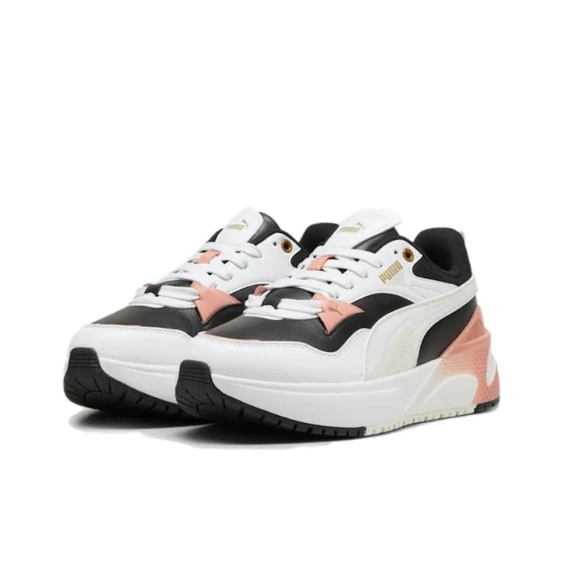 PUMA R78 Anti Slip Wear Resistant Low Top Casual Shoes Women's Black White Pink-2
