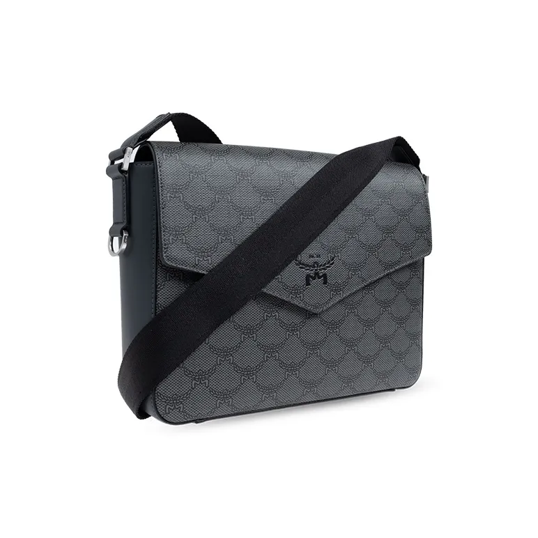 MCM Nappa Leather Messenger Bag, Shoulder Bag Small Size Women's Dark Gray-1