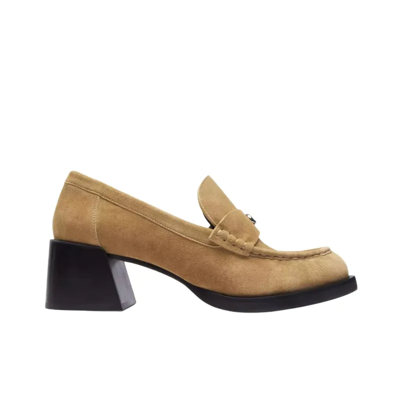 COACH Natalie Loafers 5cm Women's Brown-1