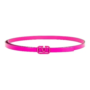 Valentino Garavani Stud Push Metal Leather Belts Women's Pink Width 1CM