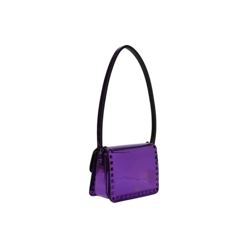 Valentino Metal Leather One Shoulder Handbag Mini Women's Electric Glow Purple-1