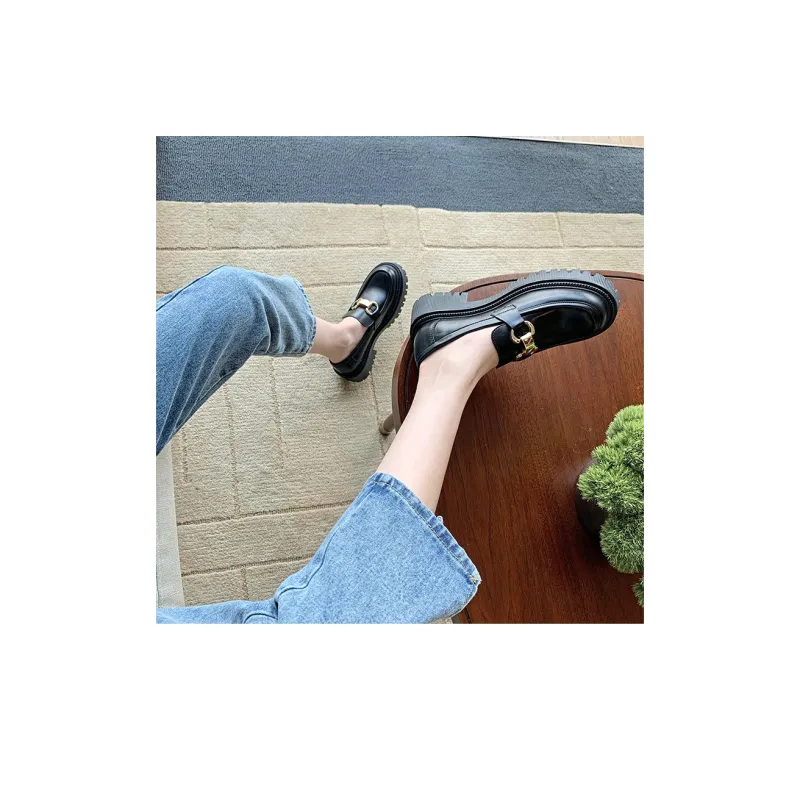 Wonderful Couple Loafers 5cm Women's Black-6