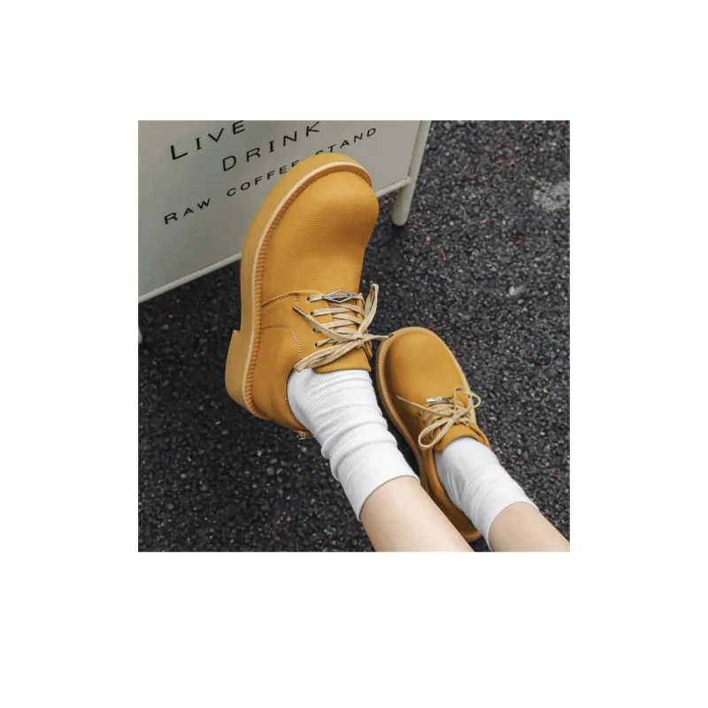 Chi Wolf Height Increasing Low-Top Casual Shoes Unisex Yellow-21