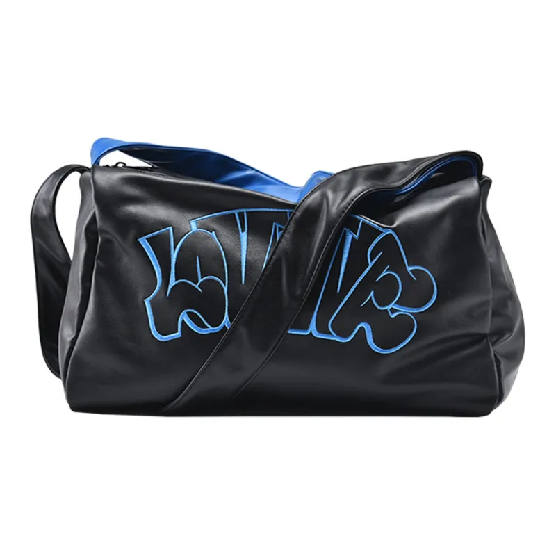 LOVVVVE PU Small Square Bag, One Shoulder Handbag Regular Unisex Black Blue-1