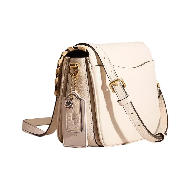 COACH Cassie Polished Pebble Leather Shoulder Bag, Crossbody Bag Women's Chalk-1