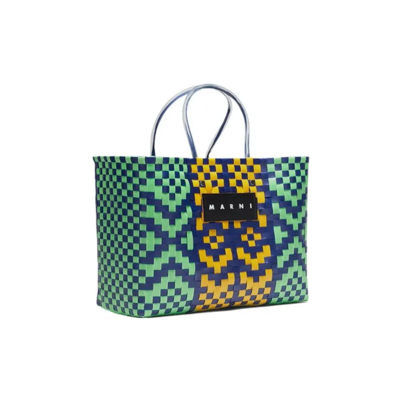 MARNI Polypropylene Plastic Basket Bag Tote Bag Shopping Bag Handbag Small Size Women's Green/Multicolor/Blue-1