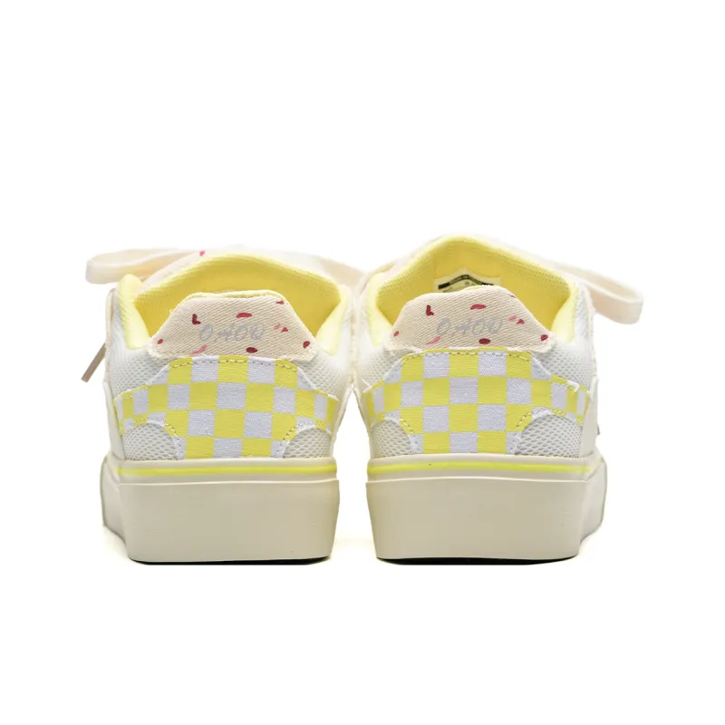 OAOQ Wear-resistant And Lightweight Low-Top Skateboard Shoes Women's White Yellow Box-5