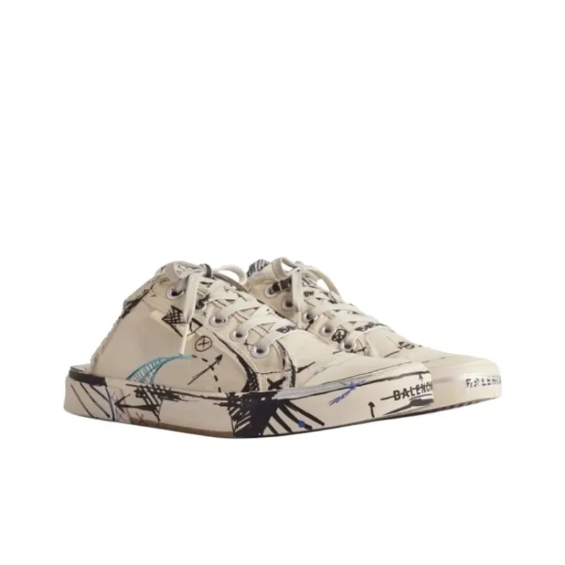 Balenciaga Paris Closed Toe Slippers Women's Beige-1