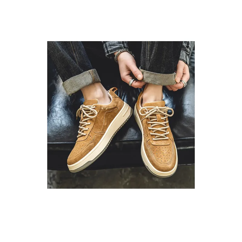 MUSNODO Skateboard Shoes Men Low Top Brown/Beige/Dark Coffee-3