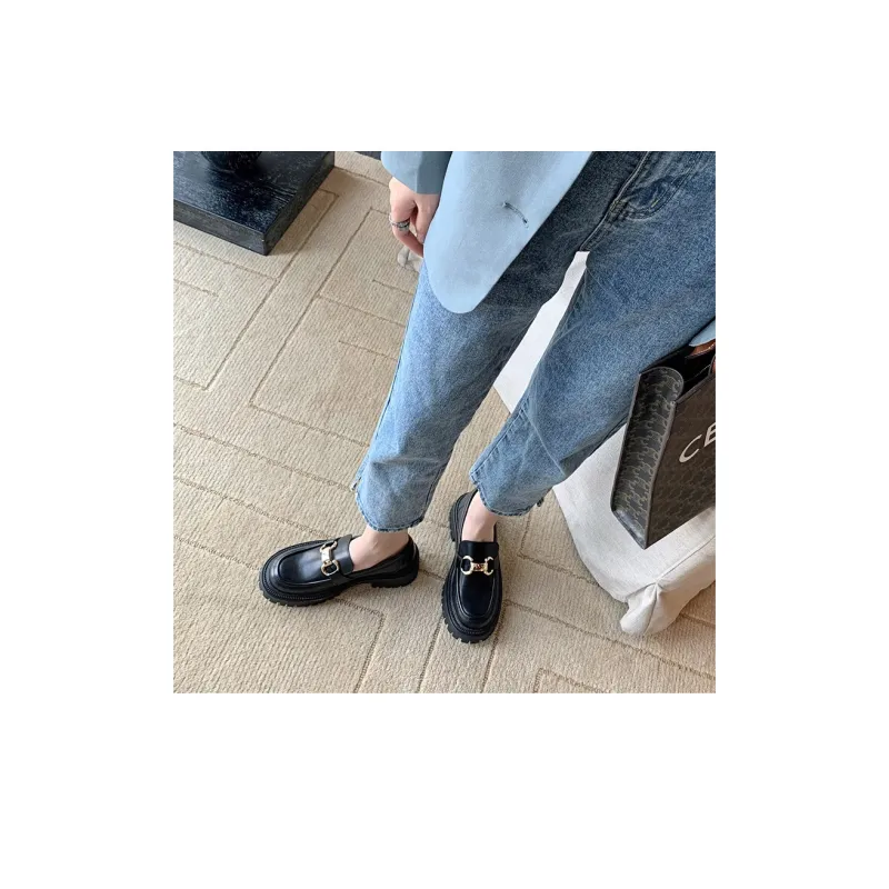 Wonderful Couple Loafers 5cm Women's Black-7
