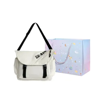 GOX Nylon Shoulder Bag Regular Unisex Ecru/Black/Orange