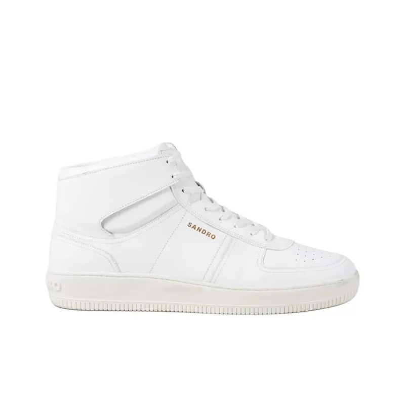 Sandro High Top Skateboard Shoes Men's White-1