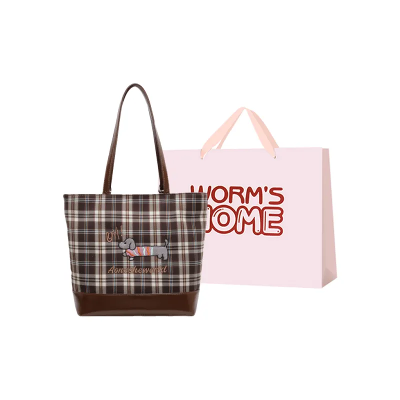 Worm's Home Artificial Leather Tote Bag, Shoulder Bag Regular Women's Brown-6