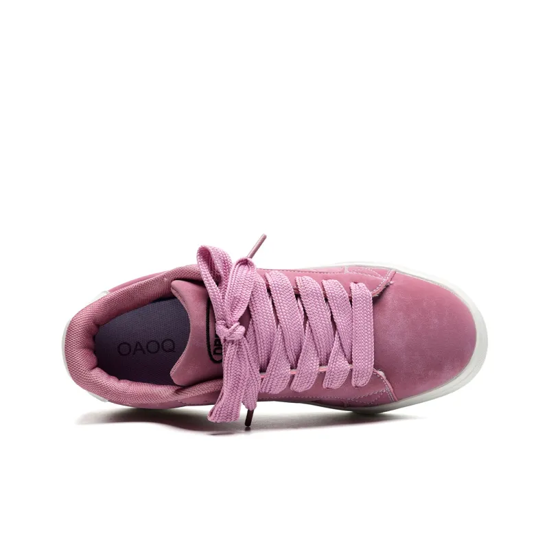 OAOQ Wear resistant And Lightweight Low Top Skateboard Shoes Unisex Dusty Pink-5